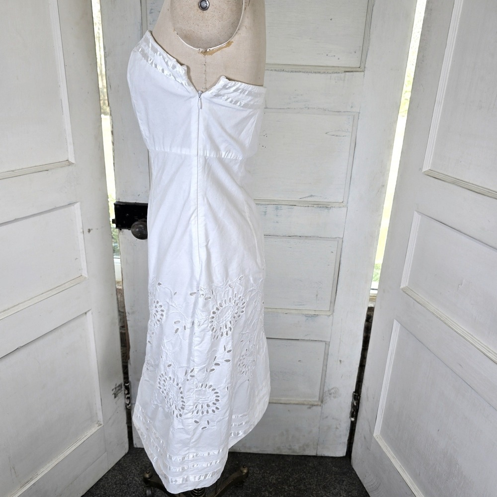 BMOSS white strapless dress with eyelet and ribbon 8 - Picture 4 of 6